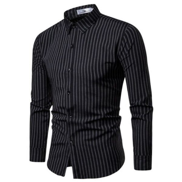 new fashion luxury men's slim fit shirt long sleeve stylish striped casual dress shirts outwear plus size, White;black
new fashion luxury men's slim fit shirt long sleeve stylish striped casual dress shirts outwear plus size, White;black