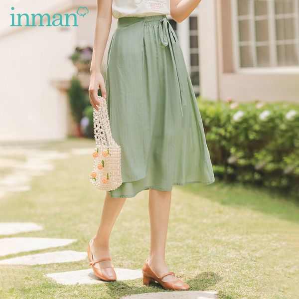 inamn 2020 summer new arrival pure color bow-knot lace-up chinese style stripe all-match a-line skirt, Black
inamn 2020 summer new arrival pure color bow-knot lace-up chinese style stripe all-match a-line skirt, Black