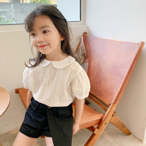 2020 new children's white doll collar baby girl korean style short doll shirt sleeve shirt cute, White;black
2020 new children's white doll collar baby girl korean style short doll shirt sleeve shirt cute, White;black
