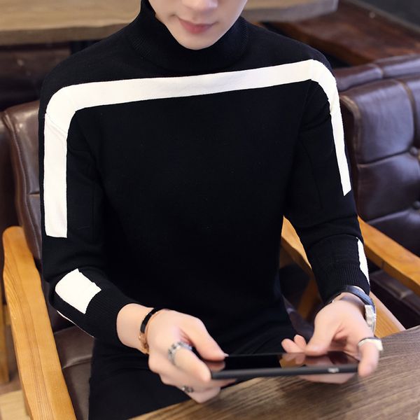 men's half turtleneck cotton pullover patchwork long sleeve slim fit autumn winter warm thick clothes knitted casual sweater, White;black
men's half turtleneck cotton pullover patchwork long sleeve slim fit autumn winter warm thick clothes knitted casual sweater, White;black
