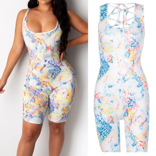 women sleeveless jumpsuit hollow out backless shorts bodycon rompers tie-dye print criss cross lace-up bandage clubwear, Black;white
women sleeveless jumpsuit hollow out backless shorts bodycon rompers tie-dye print criss cross lace-up bandage clubwear, Black;white