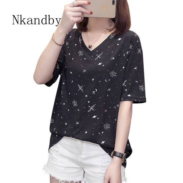 nkandby plus size starry sky t shirt women summer clothes vogue v neck short sleeve female t-shirt casual loose big tshirt, White
nkandby plus size starry sky t shirt women summer clothes vogue v neck short sleeve female t-shirt casual loose big tshirt, White