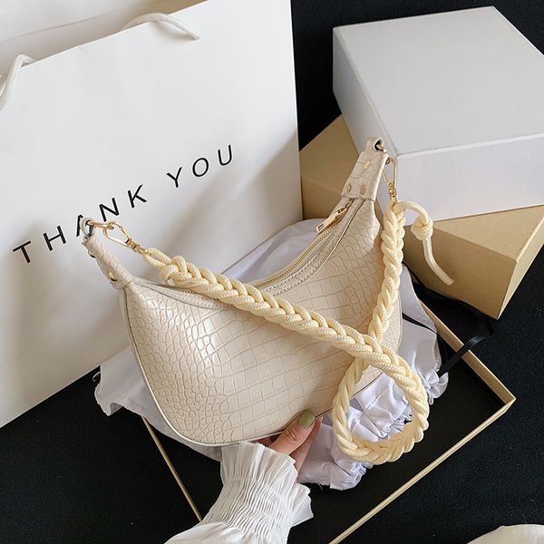 braided rope shoulder belt small half moon bags for women 2020 solid color shoulder handbags female stone pattern cross body bag
braided rope shoulder belt small half moon bags for women 2020 solid color shoulder handbags female stone pattern cross body bag