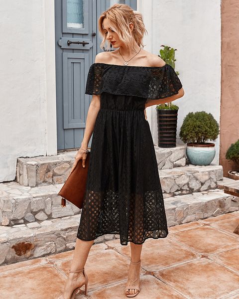women summer hollow dress straples word slash collar short sleeve calf dresses lace double high waist ruffle casual clothe, Black;gray
women summer hollow dress straples word slash collar short sleeve calf dresses lace double high waist ruffle casual clothe, Black;gray