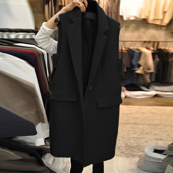 korean dongdaemun 2020 autumn black mid-length suit women's coat vest one-button versatile vest coat, Black;white
korean dongdaemun 2020 autumn black mid-length suit women's coat vest one-button versatile vest coat, Black;white