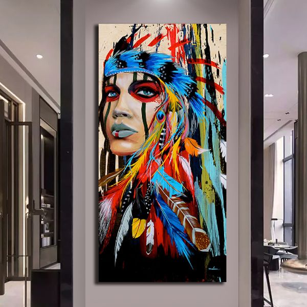 colorful native girl oil painting feathered women canvas painting poster wall art pictures for living room home decor (no frame
colorful native girl oil painting feathered women canvas painting poster wall art pictures for living room home decor (no frame