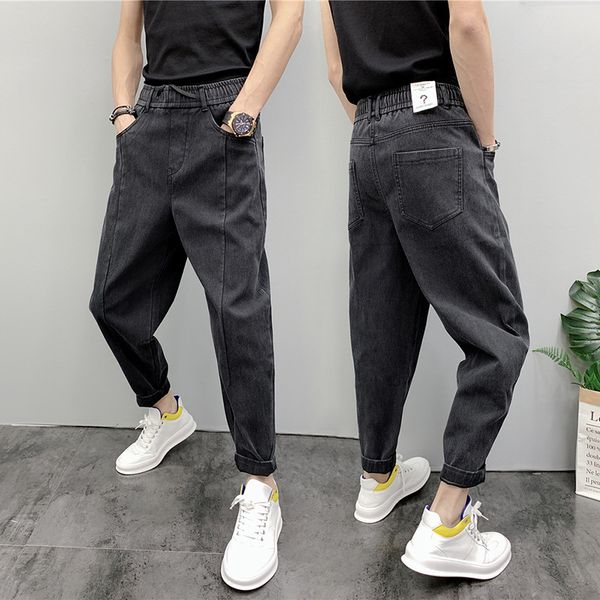 e-baihui 2021 new style men's solid color feet pants casual denim trousers loose fashion low-end harem pants with waistband black jeans, Blue
e-baihui 2021 new style men's solid color feet pants casual denim trousers loose fashion low-end harem pants with waistband black jeans, Blue