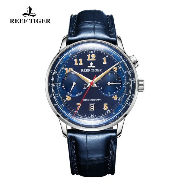 reef tiger/rt brand blue automatic pilot watch men functional mechanical watch waterproof leather band wrist watch rga9122, Silver
reef tiger/rt brand blue automatic pilot watch men functional mechanical watch waterproof leather band wrist watch rga9122, Silver