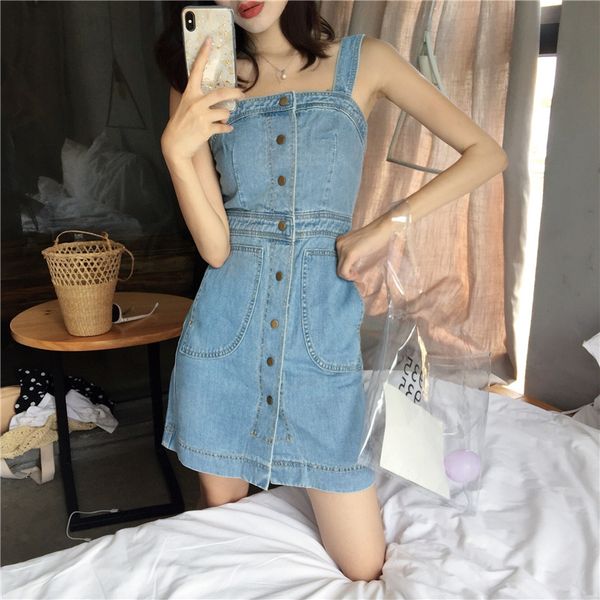casual dresses summer fashion korean women denim mini dress classic blue single-row button a-line chic sleeveless elegant party beach, Black;gray
casual dresses summer fashion korean women denim mini dress classic blue single-row button a-line chic sleeveless elegant party beach, Black;gray