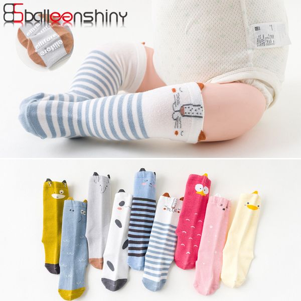 balleenshiny cartoon animals baby socks winter and autumn panda cat newborn infant knee high socks kids for 1-3y, Pink;yellow