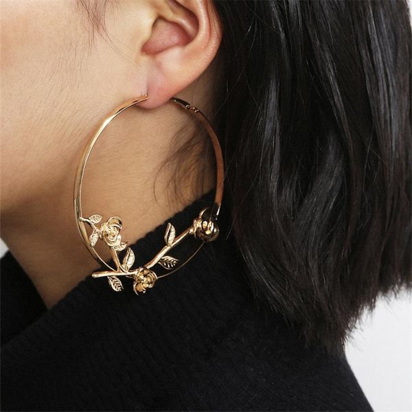 vintage rose hoop earrings for women hight quality flower round circle earrings party jewelry accessories, Silver
vintage rose hoop earrings for women hight quality flower round circle earrings party jewelry accessories, Silver