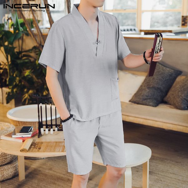 incerun summer suits leisure short sleeve v neck blouse drawstring shorts vintage sets mens loose solid color pockets sets 5xl 7, Gray
incerun summer suits leisure short sleeve v neck blouse drawstring shorts vintage sets mens loose solid color pockets sets 5xl 7, Gray