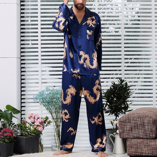 men's sleepwear autumn men pajamas sets chinese style dragon pattern 2pcs set long sleeve +trousers, Black;brown
men's sleepwear autumn men pajamas sets chinese style dragon pattern 2pcs set long sleeve +trousers, Black;brown