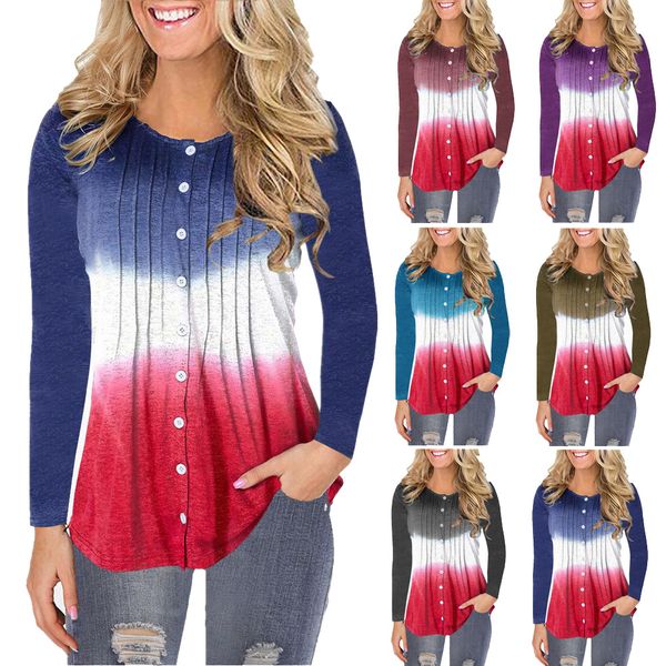 2020autumn gradient ladies t-shirt round collar button long sleeve women's t-shirt blouse plus size clothes 5xl 4xl 3xl 2xl xl l s, White
2020autumn gradient ladies t-shirt round collar button long sleeve women's t-shirt blouse plus size clothes 5xl 4xl 3xl 2xl xl l s, White