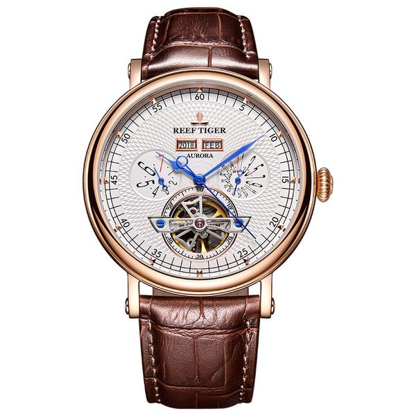 reef tiger/rt brand luxury tourbillon watches for men functional watch brown leather strap automatic wrist watch rga1903, Silver
reef tiger/rt brand luxury tourbillon watches for men functional watch brown leather strap automatic wrist watch rga1903, Silver