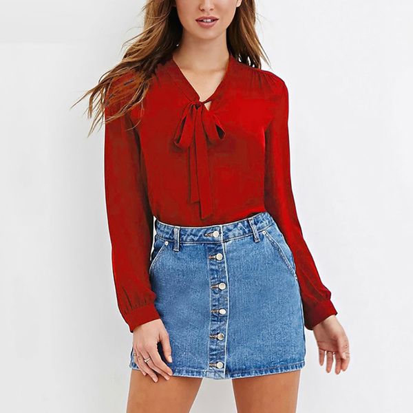 spring women long sleeve bow chiffon blouse korean style elegant office ladies shirts plus size work femal clothing regular 6q2530, White
spring women long sleeve bow chiffon blouse korean style elegant office ladies shirts plus size work femal clothing regular 6q2530, White