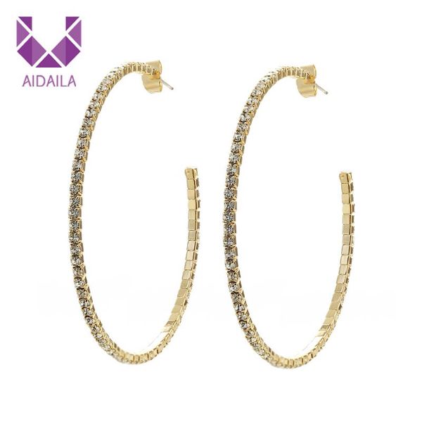 women big circle round hoop earrings with full rhinestone light gold color female fashion jewelry brand design, Golden
women big circle round hoop earrings with full rhinestone light gold color female fashion jewelry brand design, Golden