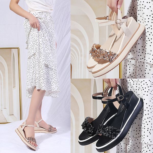 colors block crystal wedges heels sandalias mujer square buckle open toe muffins flip flops fairy high heels gladiator sandals, Black
colors block crystal wedges heels sandalias mujer square buckle open toe muffins flip flops fairy high heels gladiator sandals, Black