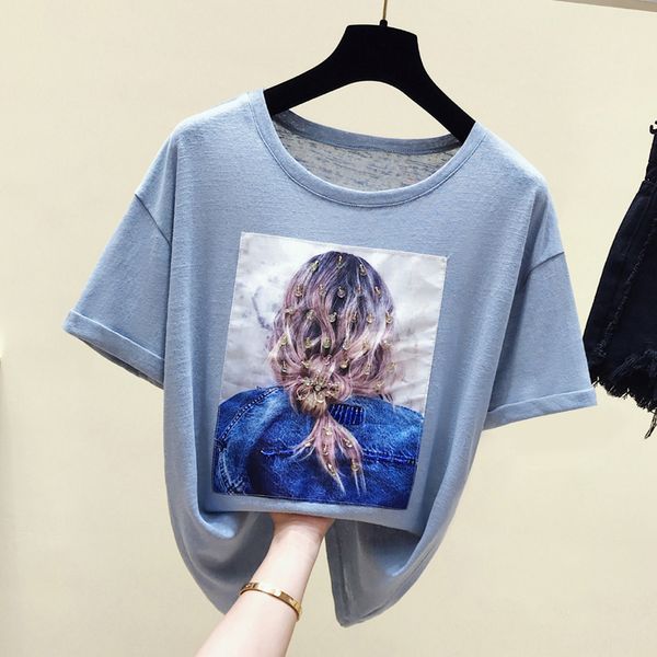 fashion t shirt female summer korean white t shirt women clothes casual short sleeve blue sequin tee shirt new 2020 
fashion t shirt female summer korean white t shirt women clothes casual short sleeve blue sequin tee shirt new 2020
