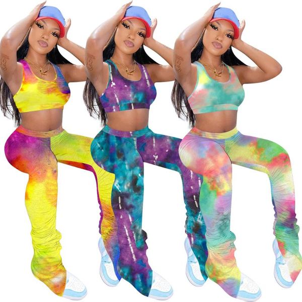 2020 spring and summer fashion tie-dyed printed vest fitness casual split trousers sports suit two-piece suitt, White
2020 spring and summer fashion tie-dyed printed vest fitness casual split trousers sports suit two-piece suitt, White