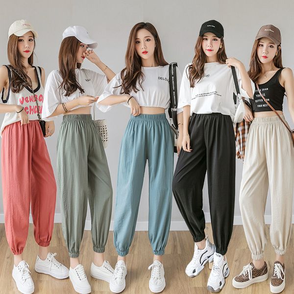 make solid color summer new cotton and linen trousers pants easy leisure turnip pants nine points haroun, Black;white
make solid color summer new cotton and linen trousers pants easy leisure turnip pants nine points haroun, Black;white