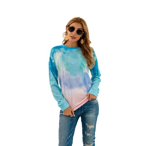 european and american new round neck tie-dyed sweater womens autumn and winter long sleeve pullover sports loose top, White
european and american new round neck tie-dyed sweater womens autumn and winter long sleeve pullover sports loose top, White