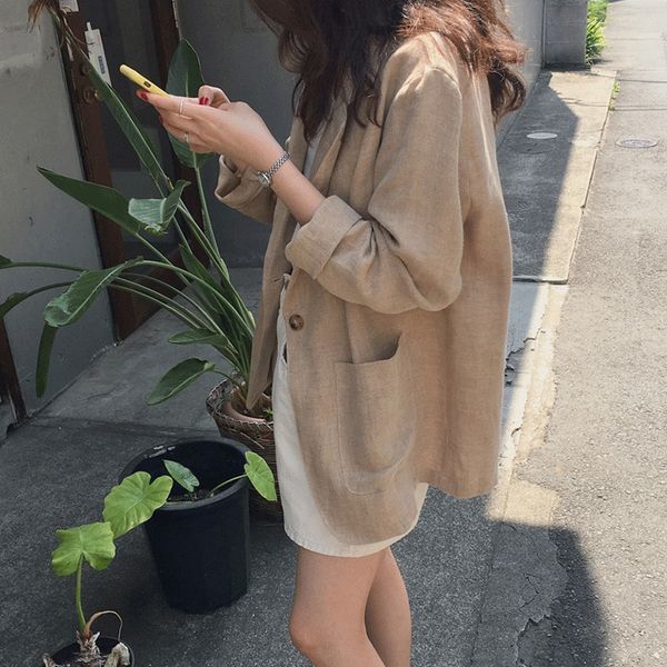 small jacket jacketsuit jacket for women loose korean style 2020 summer new internet celebrity british style linen suit for women, White;black
small jacket jacketsuit jacket for women loose korean style 2020 summer new internet celebrity british style linen suit for women, White;black