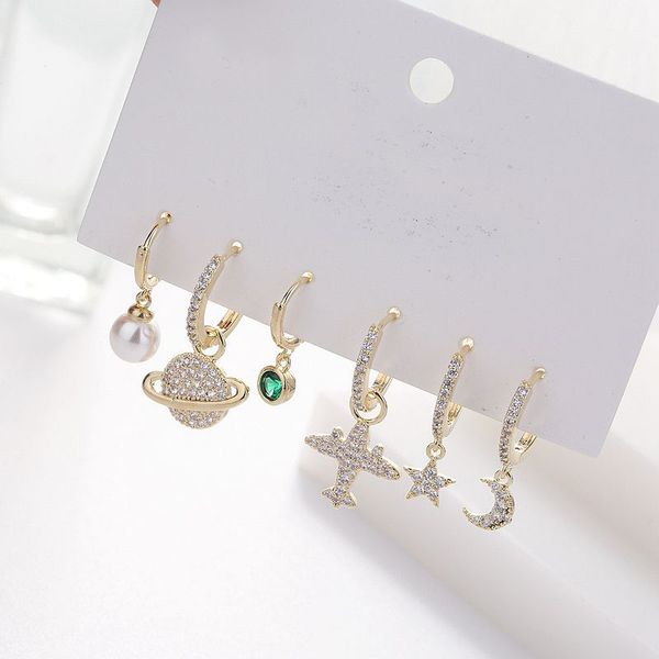high-end gold color dangle earrings set micro paved cubic zircon plane moon star earrings for women, Silver
high-end gold color dangle earrings set micro paved cubic zircon plane moon star earrings for women, Silver