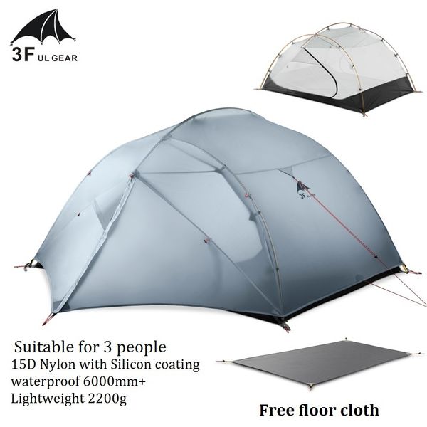 3f Ul Gear 3 Person 4 Season 15d Lightweight Camping Tent Ultralight Hiking Backpacking Hunting Waterproof Tents Ground Sheet