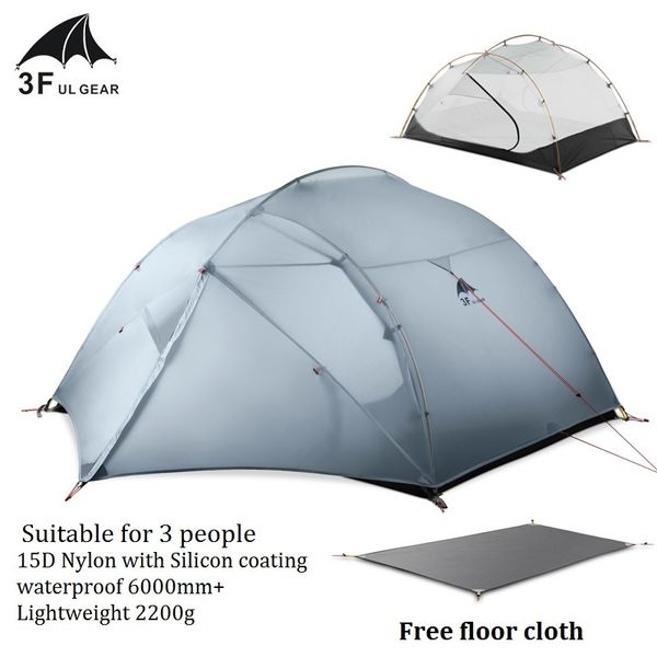 3f ul gear 3 person 4 season 15d lightweight camping tent ultralight hiking backpacking hunting waterproof tents ground sheet
3f ul gear 3 person 4 season 15d lightweight camping tent ultralight hiking backpacking hunting waterproof tents ground sheet