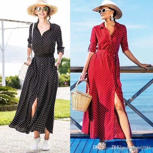 women shirt dress summer split stand collar long sleeve elegant button lady polka dot print skirt casual bodycon waist dresses size s-xl, Black;gray
women shirt dress summer split stand collar long sleeve elegant button lady polka dot print skirt casual bodycon waist dresses size s-xl, Black;gray