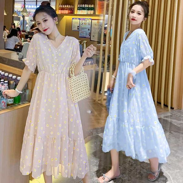 2828# maternity clothes summer v neck short sleeve easy chiffon matching loose stylish dress for pregnant women mom dress, White
2828# maternity clothes summer v neck short sleeve easy chiffon matching loose stylish dress for pregnant women mom dress, White