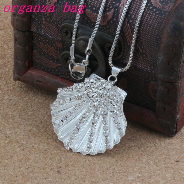10pcs / lot silver plated rhinestones shell charm pendant necklaces 24 inches chains jewelry diy a-233d
10pcs / lot silver plated rhinestones shell charm pendant necklaces 24 inches chains jewelry diy a-233d