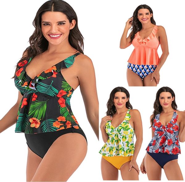 women's swimwear high waist women bikini 2021 swimsuit leaf print set ruffle biquini tropical beach wear, White;black
women's swimwear high waist women bikini 2021 swimsuit leaf print set ruffle biquini tropical beach wear, White;black