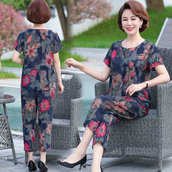 fl2vj imitation ice silk for women 2020 summer new loose ice silk women's suit large size printed short sleeve for middle-aged and elde, Gray
fl2vj imitation ice silk for women 2020 summer new loose ice silk women's suit large size printed short sleeve for middle-aged and elde, Gray