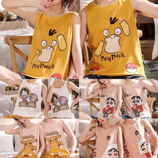 couple's pajamas vest suit vest pants set men's and women's summer sleeved head cotton home wear girls summer short sleeve pa, Black;brown
couple's pajamas vest suit vest pants set men's and women's summer sleeved head cotton home wear girls summer short sleeve pa, Black;brown