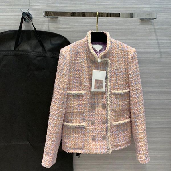 women's wool & blends quality pink plaid tweed jacket women contrast color woven diamonds button chain 100% silk liner elegant sweet gi, Black
women's wool & blends quality pink plaid tweed jacket women contrast color woven diamonds button chain 100% silk liner elegant sweet gi, Black