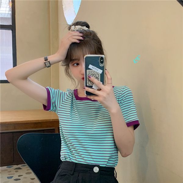 2020 summer new korean style student loose jacket skirt skirt all-match knitted short ins striped square collar short sleeve top, White;black
2020 summer new korean style student loose jacket skirt skirt all-match knitted short ins striped square collar short sleeve top, White;black