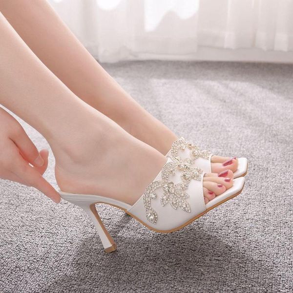 crystal summer new square toe slipper sandals ladies thin high heels outdoor beach slides female fashion shoes party, Black
crystal summer new square toe slipper sandals ladies thin high heels outdoor beach slides female fashion shoes party, Black