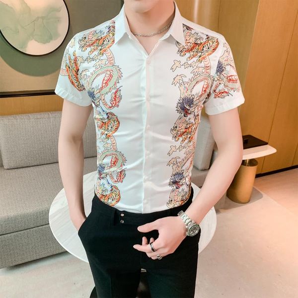 fashion summer british style streetwear shirts men dress slim fit nightclub blusa clothes dragon print short sleeve shirt men, White;black
fashion summer british style streetwear shirts men dress slim fit nightclub blusa clothes dragon print short sleeve shirt men, White;black