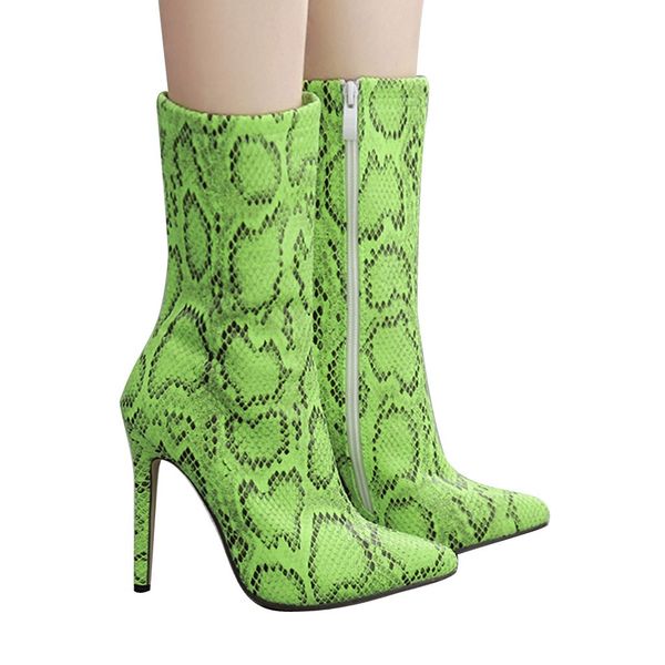 women snake print pointed toe shoes woman calf side zipper heel stiletto short boots winter female shoes, Black
women snake print pointed toe shoes woman calf side zipper heel stiletto short boots winter female shoes, Black