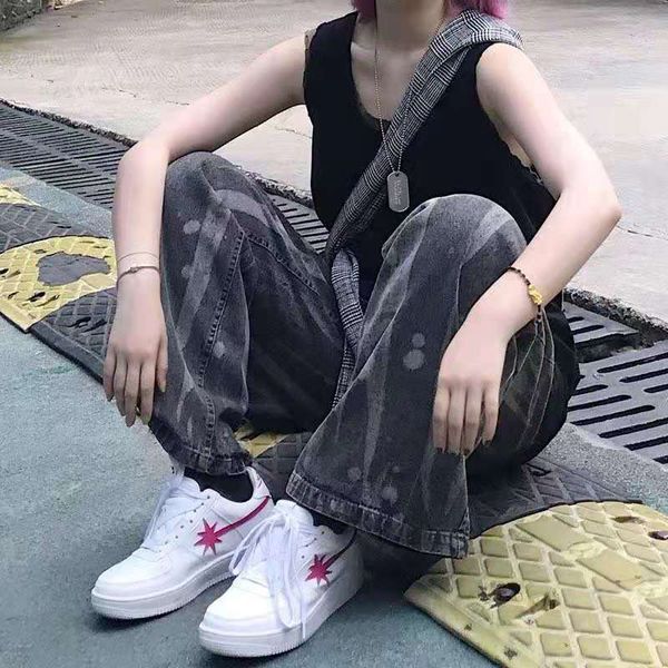 tie-dye black jeans pants loose straight wide-leg pant denim trousers men and women 2020 autumn street style streetwear, Blue
tie-dye black jeans pants loose straight wide-leg pant denim trousers men and women 2020 autumn street style streetwear, Blue