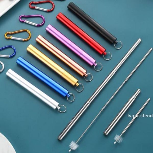 telescopic straws 304 stainless steel drinking straws portable reusable folding metal straws with aluminum case and cleaning brush zza1882
telescopic straws 304 stainless steel drinking straws portable reusable folding metal straws with aluminum case and cleaning brush zza1882
