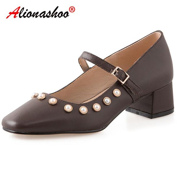 aliona shoo women mid heel pearl shoes for women elegant mary jane shoes square toe buckle strap beige brown plus size 40, Black
aliona shoo women mid heel pearl shoes for women elegant mary jane shoes square toe buckle strap beige brown plus size 40, Black