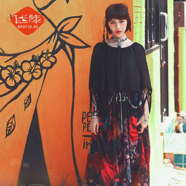 summer spring women floral chiffon maxi ladies bohemian beach fringe cloak mesh loose long dress elbise vestido, Black;gray
summer spring women floral chiffon maxi ladies bohemian beach fringe cloak mesh loose long dress elbise vestido, Black;gray