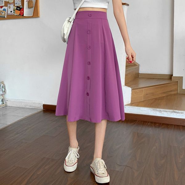 women high-waisted solid midi skirt 2020 summer women new loose single-breasted mid-length a-line skirt female, Black
women high-waisted solid midi skirt 2020 summer women new loose single-breasted mid-length a-line skirt female, Black