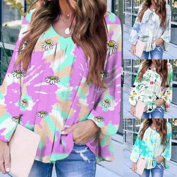women's blouses & shirts women casual sunflower single breasted long sleeve streetwear female tees tie dye, White
women's blouses & shirts women casual sunflower single breasted long sleeve streetwear female tees tie dye, White