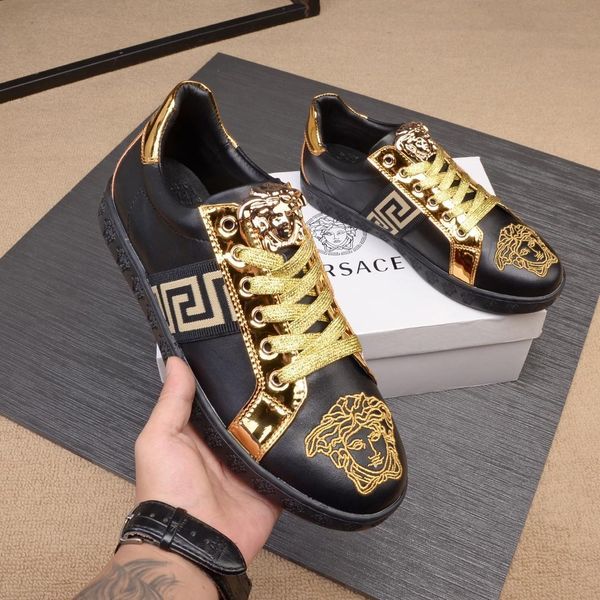 2020r limited edition men's leather embroidered low casual shoes large size fashionable lace up sneakers, size: 38-45, Black
2020r limited edition men's leather embroidered low casual shoes large size fashionable lace up sneakers, size: 38-45, Black