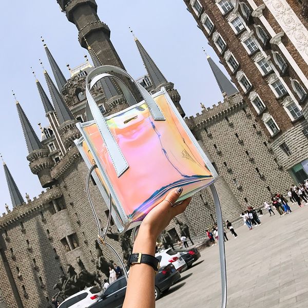 ins super fire women's 2019 new small tiktok shoulder laser bag transparent portable shoulder messenger bag, White
ins super fire women's 2019 new small tiktok shoulder laser bag transparent portable shoulder messenger bag, White