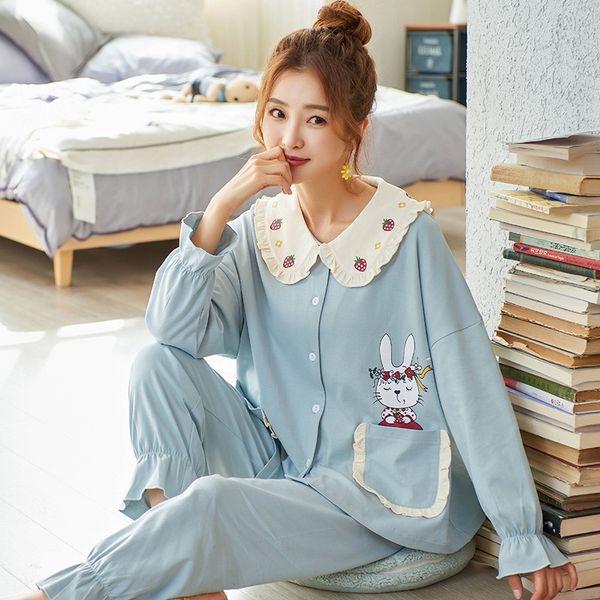 yimmp new women's cardigan pajamas cotton girl suit japanese clothes home furnishing clothing and korean style loose long-sleeved trous, Blue;red
yimmp new women's cardigan pajamas cotton girl suit japanese clothes home furnishing clothing and korean style loose long-sleeved trous, Blue;red